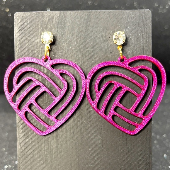 Handmade Jewelry - Burgundy and Gold Color Shift Heart Drop Earrings